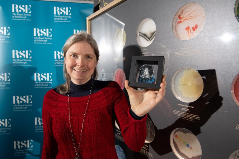 Nicola Stanley-Wall FRSE with the Royal Society of Edinburgh Senior Public Engagement Medal