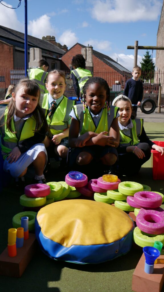 Kids enjoying toys in playground
