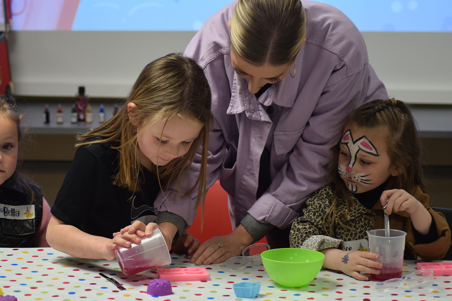 Children enjoying soapy science party